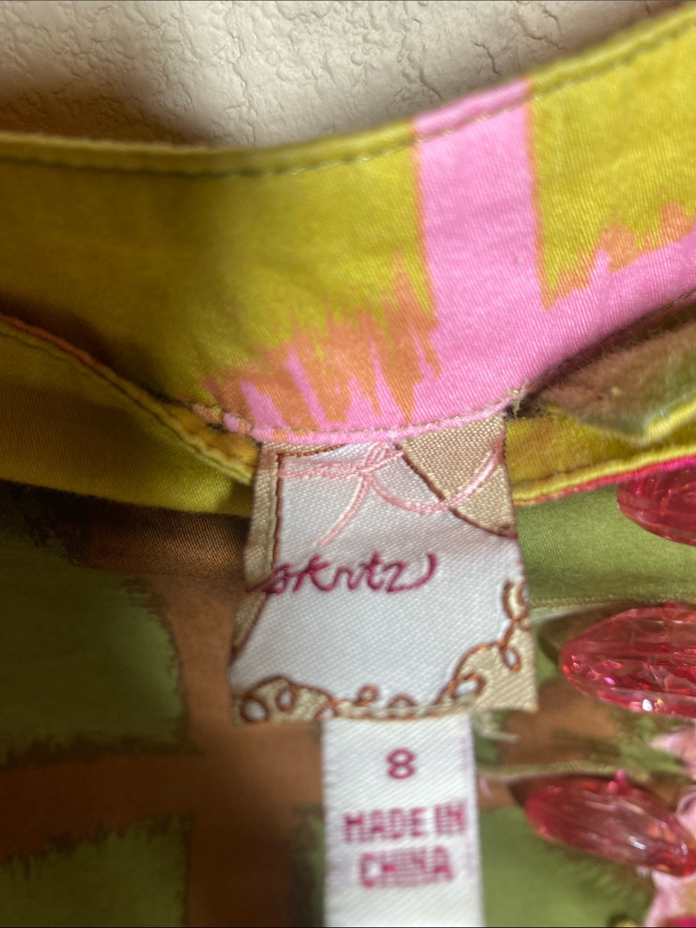 Abstract Print Circle Skirt in Yellow, Pink & Green - Picture 2 of 5